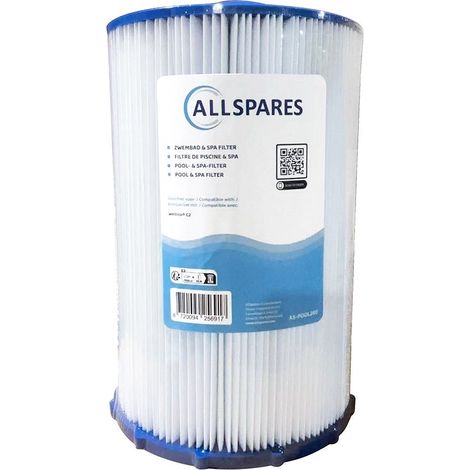Filtro per piscine AllSpares compatibile con Weltico C2 / 62612 (Ø180x270mm)
