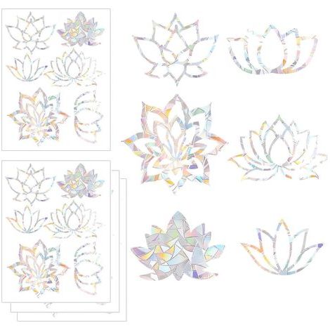 Lot de 4 feuilles d'autocollants de fenêtre anti-collision pour éviter les chocs d'oiseaux, autocollants de fenêtre avec motif prisme pour oiseaux, autocollants d'avertissement de protection, (1/5)