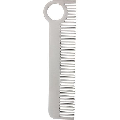 Peigne métal minimaliste gravé pour barbe et moustache, acier inoxydable mat, outil de poche (1/5)