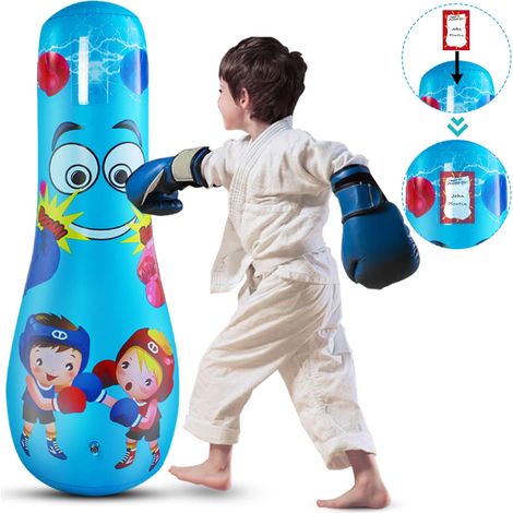 Sac de frappe gonflable pour enfants, autoportant, pour la boxe, l'exercice et la réduction du stress. (1/5)