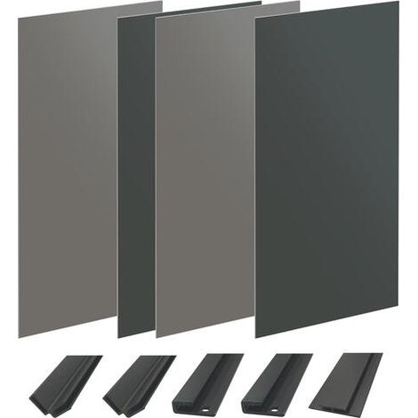 ONDEE - Kit instalación paneles murales nicho WALLDECO 200cm gris antracita perfil negro