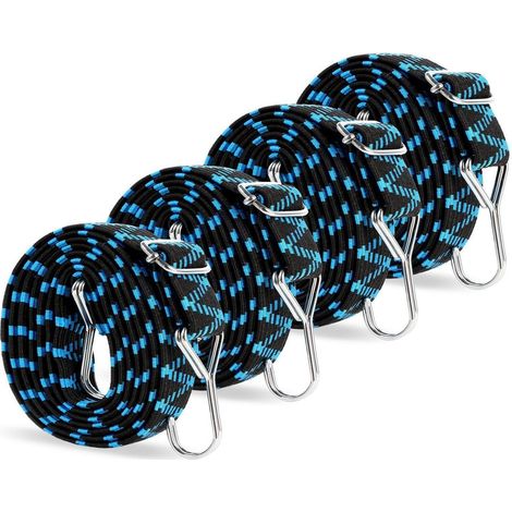 Spanngummi mit Haken 4er Set 2m flach, blau, verstellbar, für Gepäck, Auto, Anhänger (1/5)