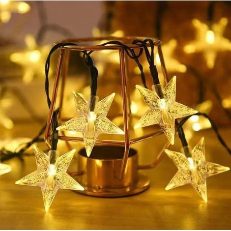 Guirlande Lumineuse Sun Star, Solar Outdoor Fairy Tale Light Solarstar String Light Extérieur étanche (6M 30LED, Blanc Chaud)