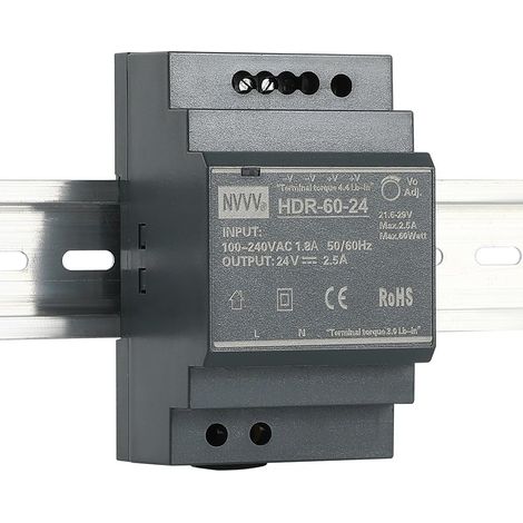 HDR-60-24 Alimentation Rail DIN 60W 24V 2.5A Transformateur d'alimentation Hutschienen Montage Panneau (1/5)