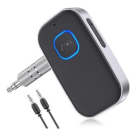 Lntyq Récepteur Bluetooth 5.3 pour voiture, adaptateur Bluetooth pour voiture, prise AUX 3,5 mm avec réduction du bruit sans fil pour autoradio/autoradio/casque filaire/haut-parleur/mains libres