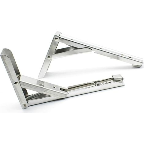 1 pair of triangular stainless steel brackets, thick bearing supports, spring-loaded folding shelf (1/5)
