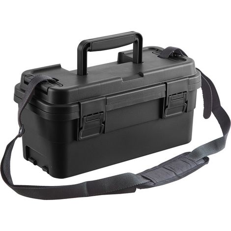 Boîte de Rangement Multifonction 14 Pouces 36.7x18.5x17.8 cm avec Sangle d'Épaule Grande Capacité pour Outils Électricien et Réparation Noir (1/5)