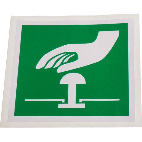 Etiquette de sécurité, avec pictogramme : Bouton d'arrêt d'urgence ( Prix pour 1 )