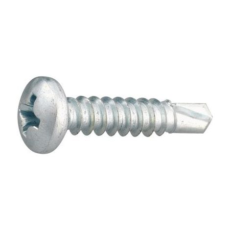 Vis autoperceuses tête cylindrique empreinte Phillips acier zingué blanc entièrement filetées 3,9 mm x 22 mm – Pour fixation métal sur bois dur – Viswood