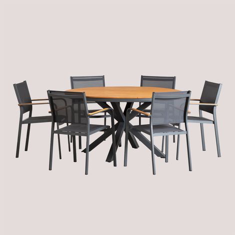Set de Mesa Redonda (Ø140 cm) y 6 Sillas de Jardín Archer SKLUM (1/5)