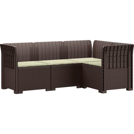 4-Sitzer Gartensofa mit Kissen Rattan-Look PP Braun vidaXL (1/5)