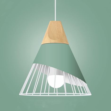 1 Suspension Luminaire Métal Bois E27 Design Industriel 25cm Câble 100cm Pour Salle À Manger Cuisine