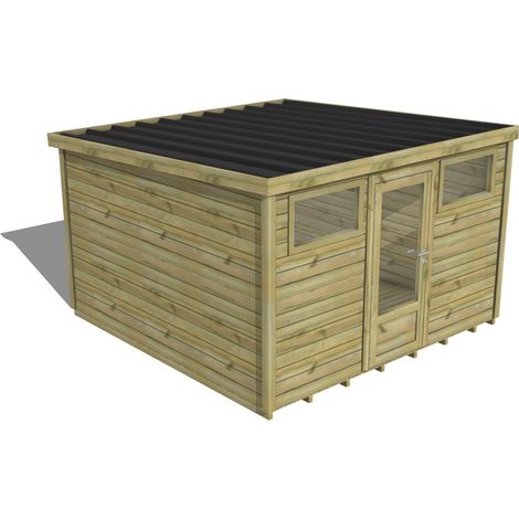ABRI DE JARDIN bois traité 27mm, Essentiel, 3,4x3,4m, 12m2, Plancher (1/3)