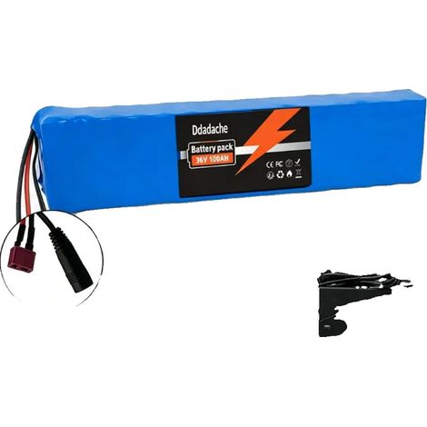 Batería de iones de litio, capacidad de 100000 mAh, BMS inteligente, cargador CC con conector en T, 36 V CC (1/2)