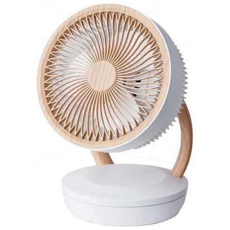 Tischventilator "Nightingale" (45W AC-Motor, 3 Geschwindigkeiten), weiß und holzfarben