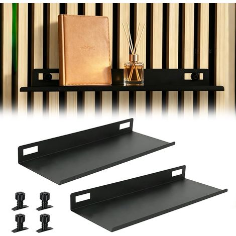 Lot de 2 Étagère pour Panneaux Acoustiques sans Perçage 10 x 25cm (1/5)