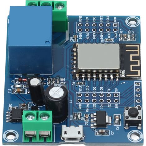 Carte de développement ESP-12F avec module relais ESP8266 à 1 canal et connecteur à broches pour contrôle Wi-Fi (1/5)