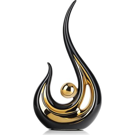 Accent Décor pour La Maison Noir Et Or, Centre De Table Moderne de Style du Milieu du Siècle, Collections d'art Bureau, Statues en Céramique pour Une Décoration Romantique, pour des Salon Et Entrée (1/5)