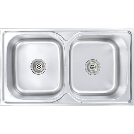 Maison Exclusive - Lavello da Cucina Doppio con Filtro e Sifone in Acciaio Inox