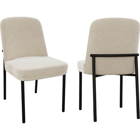Set di 2 sedie, velluto con imbottitura spessa, design elegante, porteata 150kg, struttura metallo, beige, per cucina (1/5)