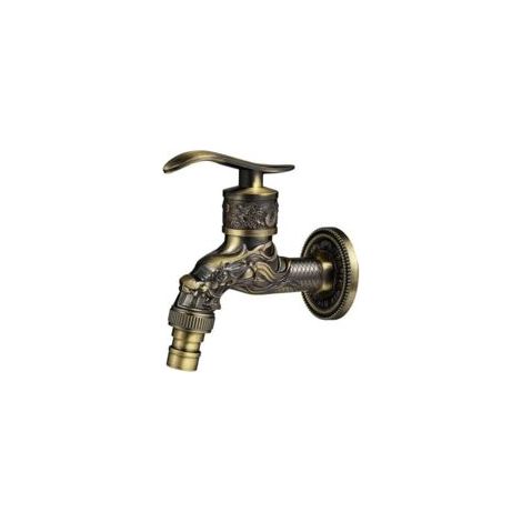 Retro-Wandarmatur aus Messing, Gartenarmatur G1/2", antike Messingarmatur, Vintage-Wandarmatur, antike Kupferarmatur mit Drachenmotiv für Küche, Bad und Garten - Crezuo