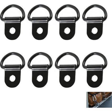 Lot de 8 Anneaux D'arrimage, Anneaux D'arrimage en D Acier Inoxydable pour Remorque Camion Bateau Camping Fixation Charge Auvents Hamacs Moto Quad Stockage et Transport Extérieur, Capacité 80 kg (1/5)