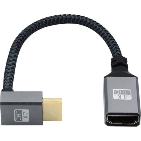 Câble d'extension HDMI 1.4 type A mâle vers femelle coudé à 90 degrés vers le bas (1/5)