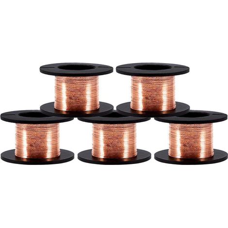 Fil Émaillé en Cuivre 0,1 mm en 20/10/5 Rouleaux de 15 m pour Raccordement Soudure Réparation Bobinage Magnétique, 1 (1/5)