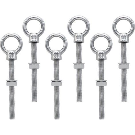 Boulons à oeil M8 x 80 mm Vis à Anneau M8 avec filetage métrique en acier inoxydable pour Fixation et Suspension, 6 pièces (1/5)