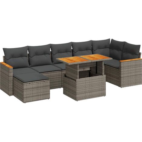 Maison Exclusive - 8-tlg. Garten-Sofagarnitur mit Kissen Grau Pol (1/5)