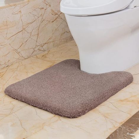 1 Tapis De Toilette U, Microfibre Absorbante, Antidérapant Caoutchouc TPR, Pour Salle De Bain (1/5)