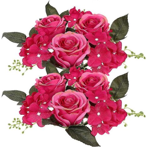 Couronne de roses artificielles, anneaux pour bougies, décoration de table de mariage, lot de 4 (1/5)
