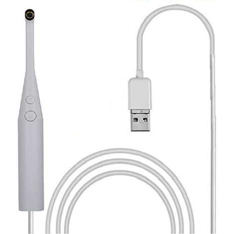1 couleur : blanc  Matériau : plastique  Endoscope dentaire visuel USB haute définition  Miroir dentaire USB pour la cavité buccale.