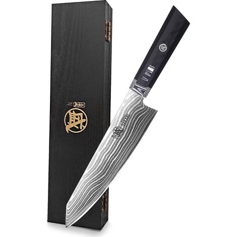 Couteau de cuisine de 8 pouces,couteau Damas à 73 couches en acier, manche ergonomique en G10, pour une découpe précise en cuisine