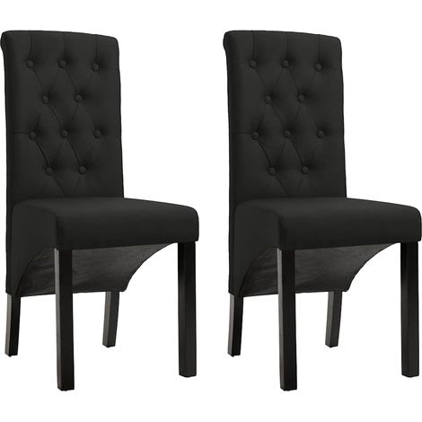vidaXL Sillas de comedor 2 unidades tela negro (1/5)
