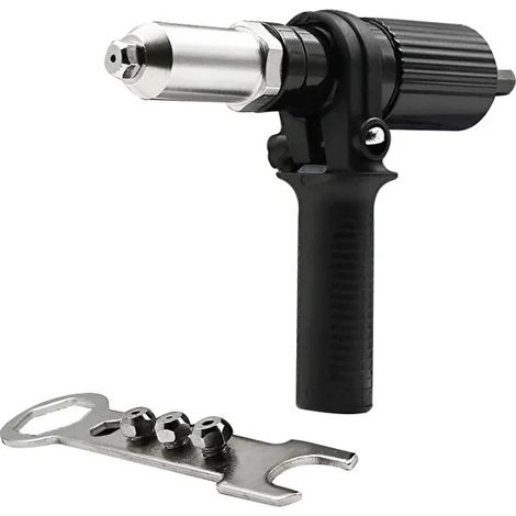 Pistolet à rivets sans fil Kit d'outil de perceuse électrique à rivets Riveteuse Adaptateur Insert Écrou Outil de puissance à main Accessoires (Noir) (1/5)