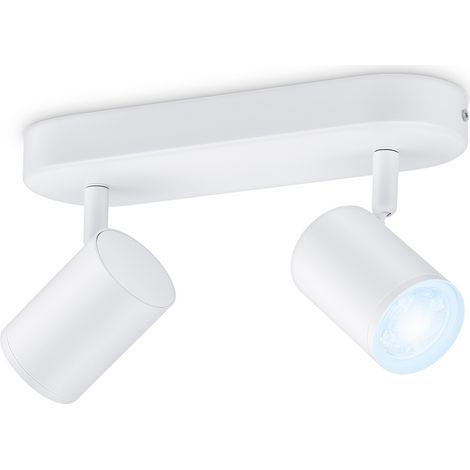 Plafonnier LED Dimmable CCT Sélectionnable Smart WiFi+Bluetooth 4.9W Deux Spots WiZ Imageo Blanc (1/5)