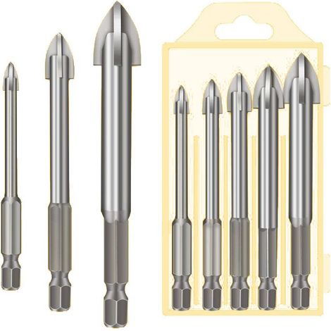 5 pcs foret de maçonnerie, carbure de tungstène, queue triangulaire, pour béton, brique, céramique, métal, bois (1/5)