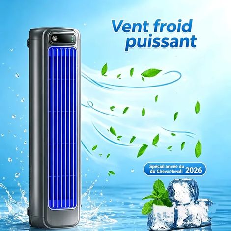 Ventilateur sans pales 3 vitesses - Ventilateur tour - Minuterie 4H - Silencieux -Portable fan-Chargement USB Ventilateur colonne (1/5)