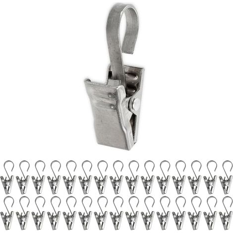 Gardinenclips mit Haken, 30 Stück, silberfarben, vielseitige Cliphaken für Dusch- und Fenstergardinen, Lichterkettenhalter, dekorative Befestigungselemente, Gardinenclips (1/5)