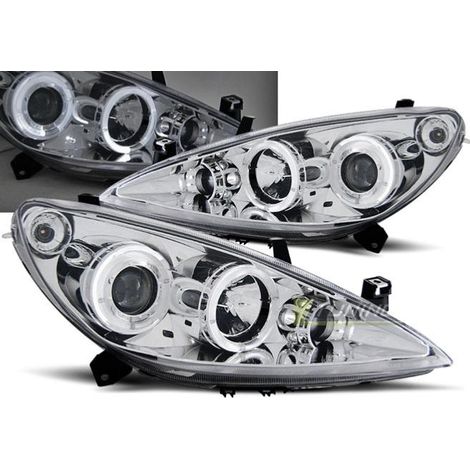 Paire de feux phares Peugeot 307 de 04/2001 a 06/2005 angel eyes chrome-27361727