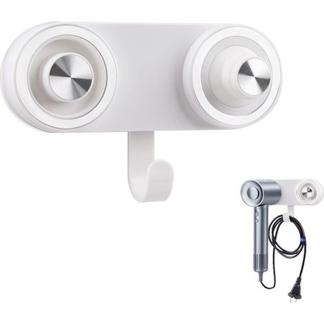 Wandhalterung für Haartrockner, magnetische Hochgeschwindigkeits-Halterung, mit magnetischer Düse, für Badezimmer und Hotels (weiß) (1/5)
