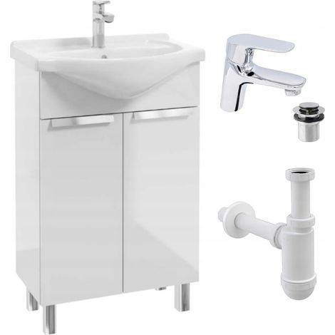 STAMAR  Badezimmerschrank - 50 cm - Weiß glänzend - Eleganz und Funktionalität - Robuste Keramik