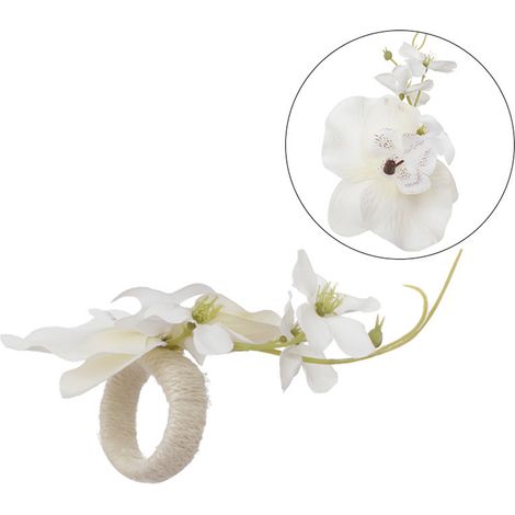 Serviettenring aus künstlichem Stoff mit Blumenmuster – Durchmesser 4,5 cm, mehrfarbig (Weiß, Blau, Orange, Rosa, Champagner) – Festliche Dekoration für Hochzeiten, Weihnachten und Thanksgiving (1/5)