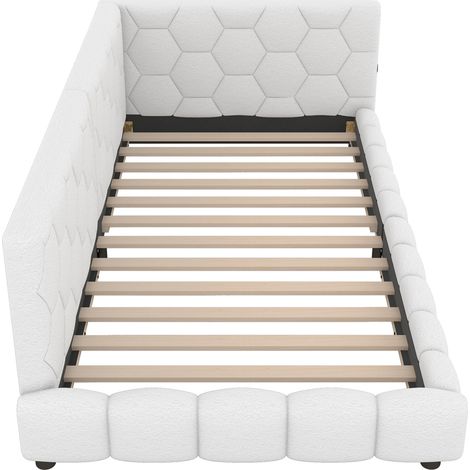 Tagesbett 90 x 200 cm mit Lattenrost, ohne Matratze, LED 16 Farben, USB-C und USB, weiß MODENUIT (1/5)
