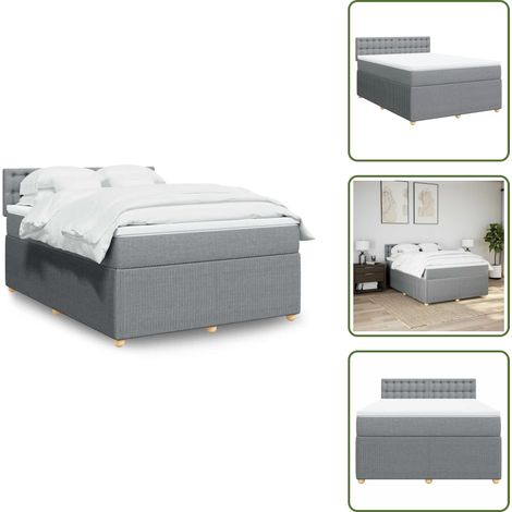 Colchón ensacado - vidaXL Cama box spring con colchón tela gris claro 140x200 cm - Cama con cabecero