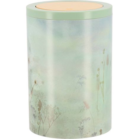 Cestino dei rifiuti in abs stampato con coperchio a premere in stile bambù 5 l - brume - Tendance (1/2)