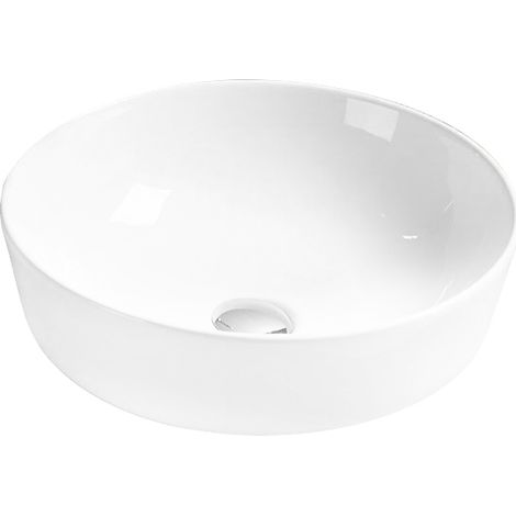 Lavabo cerámico sobre encimera, 41,5x41,5x13,5 cm, Blanco