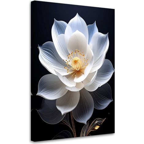 Tableaux, Grande fleur blanche délicate sur fond noir,20x30 (1/4)