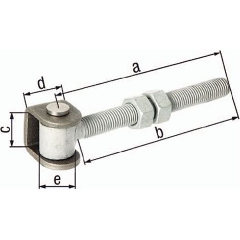 Alberts 418366 Bandella per cancelli, con dadi, vite ad occhiello zincata a caldo, perno di collegamento e anello di sicurezza in acciaio inox, Filettatura M16 (1/2)